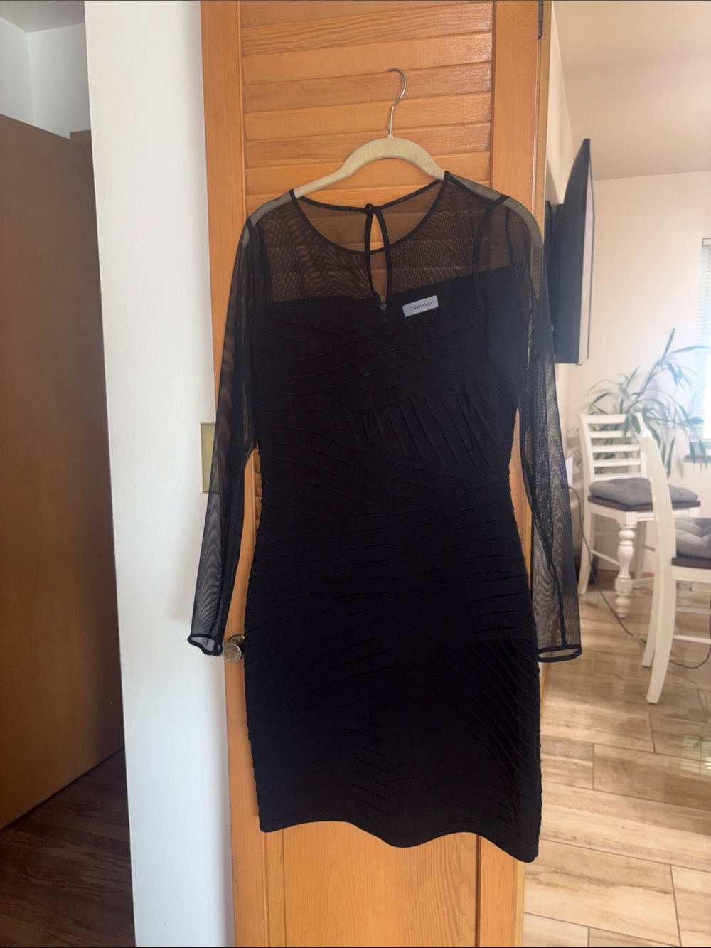 Calvin Klein Black Sheer Sleeve Bodycon Dress